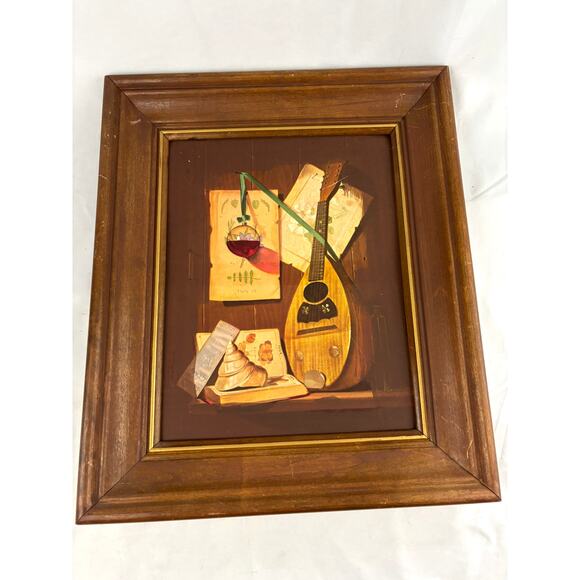 Musical Instrument F.H. Redelius Mid Century Framed Print 15.5"x18.5" - Picture 1 of 12